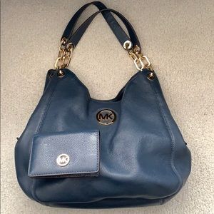 Michael Kors Navy Handbag with Matching Wallet